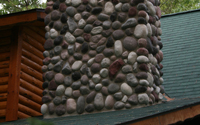 Wisconsin River Rock Stone Veneer Chimney