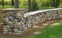 Shoreblend River Rock Stone Veneer Retaining Wall